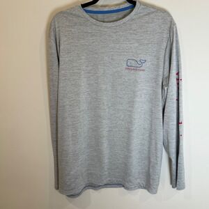 Vineyard Vines Performance Long Sleeve T-Shirt Mens L Gray Polyester Spandex